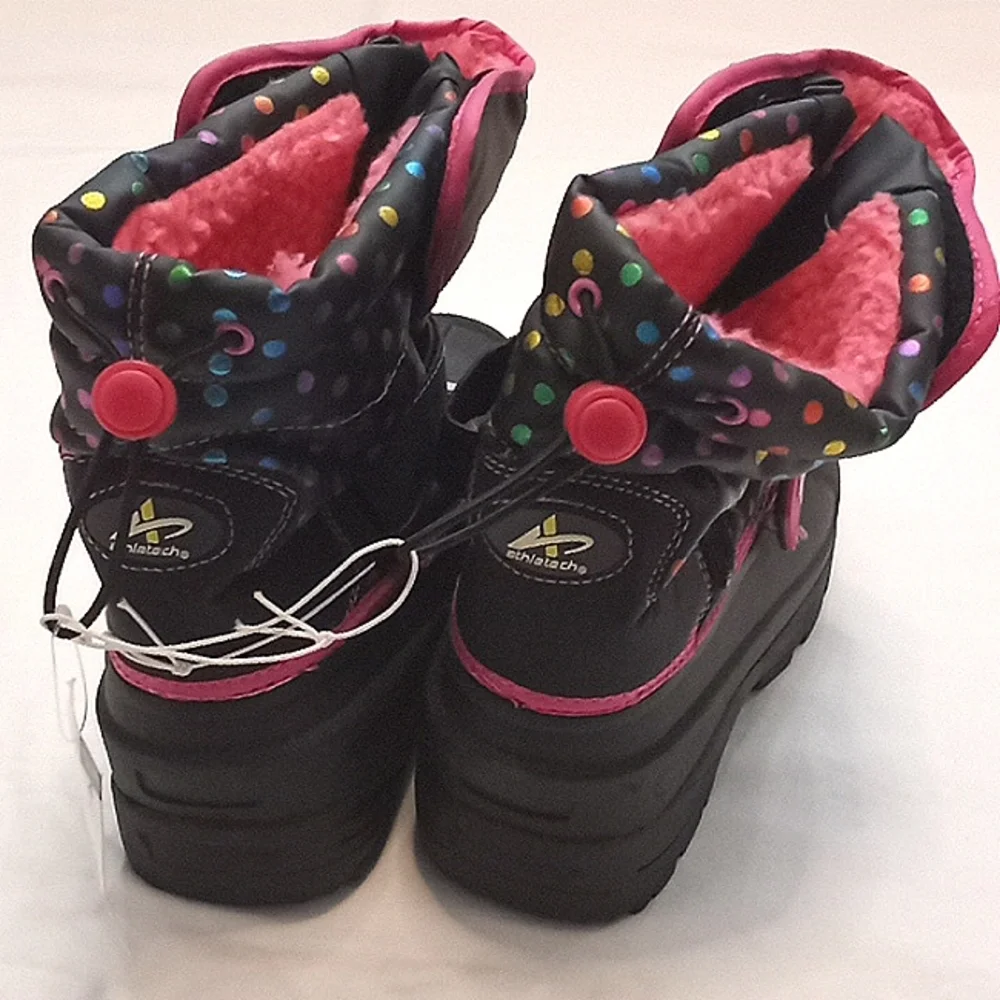 Athletech Kids Black and Pink Rain & Snow Boots